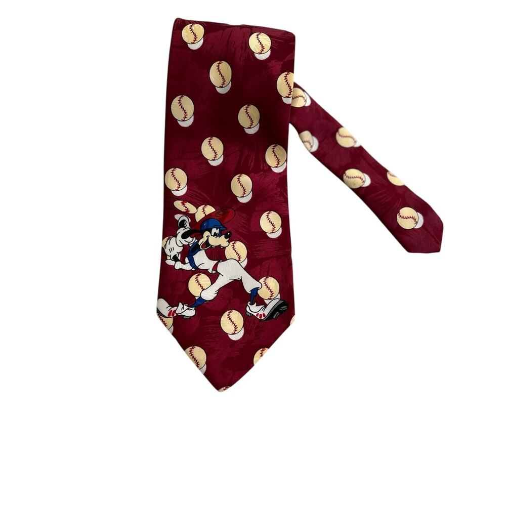 Vintage 90's Mickey Unlimited Disney Goofy Baseball Novelty Necktie L58 W 3.75